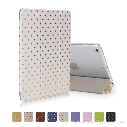 Factory Outlet Gold Star Printing Smart Leather Folio Case Flip Cover for iPad Mini 2 for iPad mini 3 for iPad mini 4